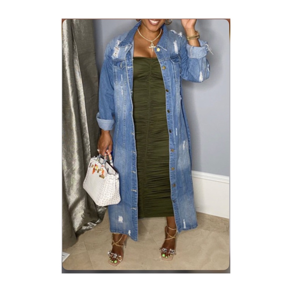 Ripped Long Denim Jacket